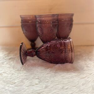 The Pioneer Woman Plum/Purple Adeline Embossed Glass Goblets – Set of 4
